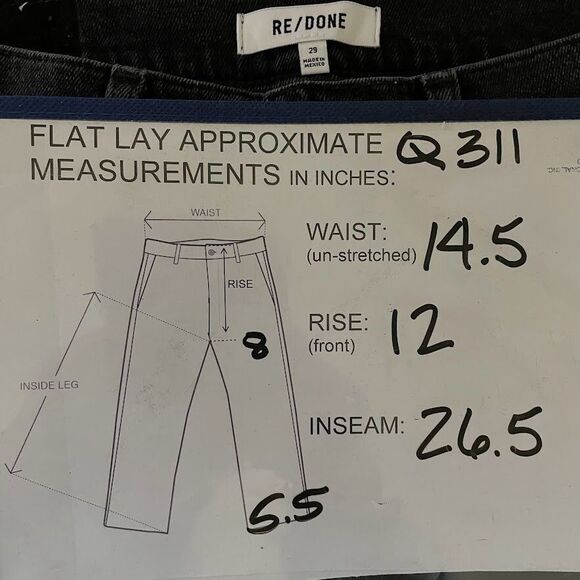 REDONE 90s High Rise Jeans Womens Size 29 Black Retro Denim Slim Raw Ankle Crop - Picture 10 of 15